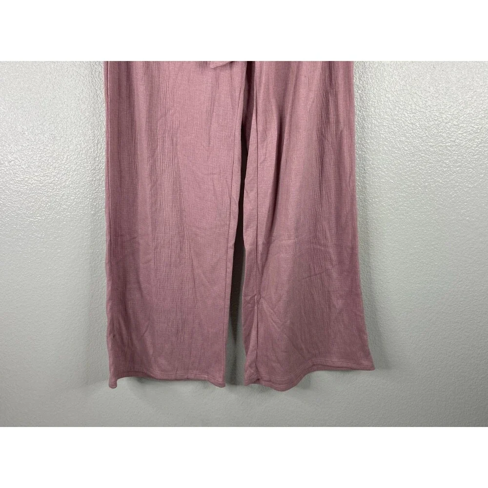 Active USA Women Medium High Waist Paperbag Wide Leg Pants Mauve Flow - Picture 3 of 10